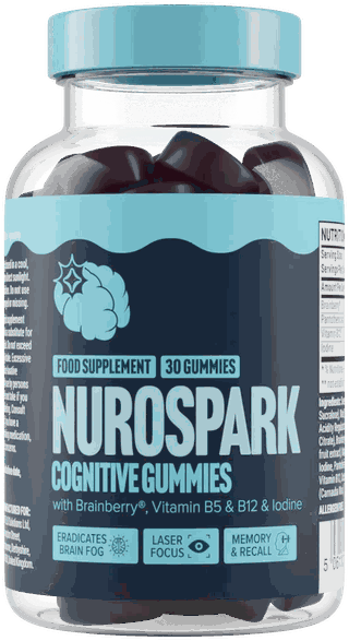 Flacon de Nurospark Cognitive Brain Gummies avec 30 gommes, Brainberry®, vitamines B5 et B12 et iode